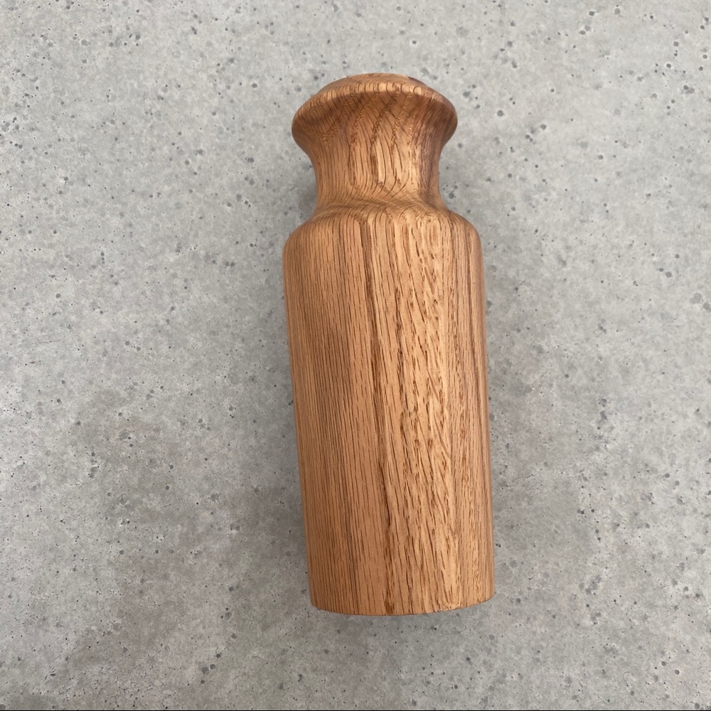 Solid wood oak vase 7 inches tall